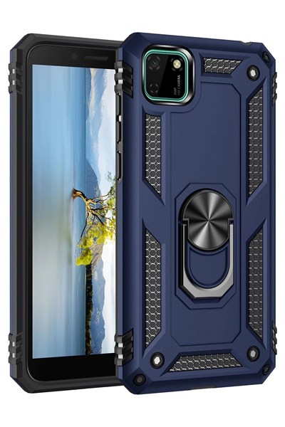 Mey İthalat®  Huawei Y5P Kılıf Sofya Yüzüklü Silikon Kapak - Lacivert