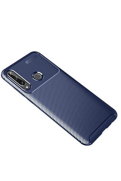 Mey İthalat®  Huawei Y6P Kılıf Auto Focus Karbon Kapak - Lacivert