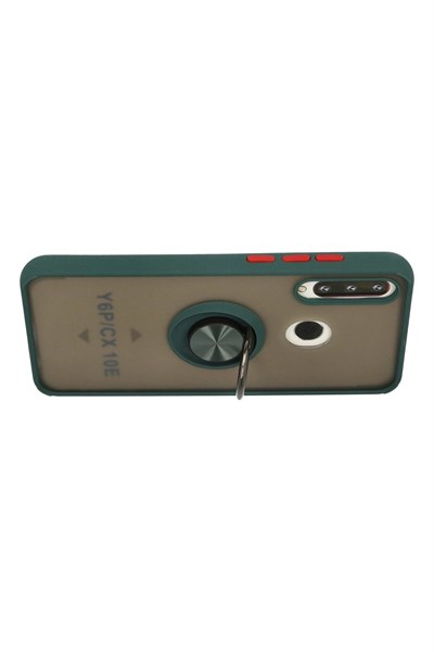Mey İthalat®  Huawei Y6P Kılıf Montreal Yüzüklü Silikon Kapak - Yeşil