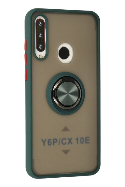 Mey İthalat®  Huawei Y6P Kılıf Montreal Yüzüklü Silikon Kapak - Yeşil