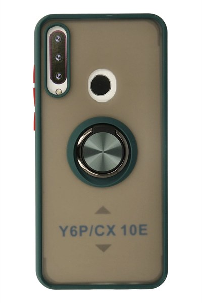 Mey İthalat®  Huawei Y6P Kılıf Montreal Yüzüklü Silikon Kapak - Yeşil