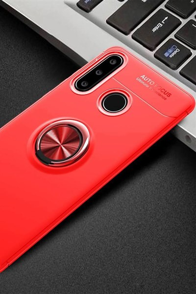 Mey İthalat®  Huawei Y6P Kılıf Range Yüzüklü Silikon - Kırmızı
