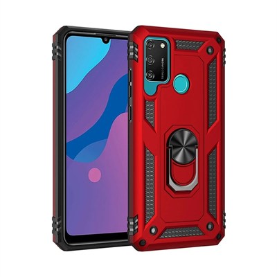 Mey İthalat®  Huawei Y6P Kılıf Sofya Yüzüklü Silikon Kapak - Kırmızı