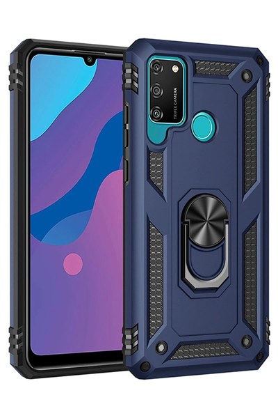 Mey İthalat®  Huawei Y6P Kılıf Sofya Yüzüklü Silikon Kapak - Lacivert