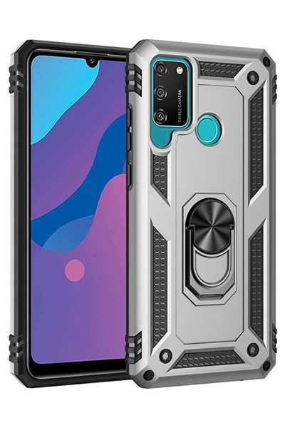 Mey İthalat®  Huawei Y6P Kılıf Sofya Yüzüklü Silikon Kapak - Gümüş