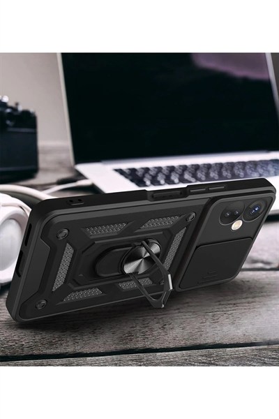 Mey İthalat®  İnfinix Hot 30 4G Kılıf Pars Lens Yüzüklü Silikon - Gümüş