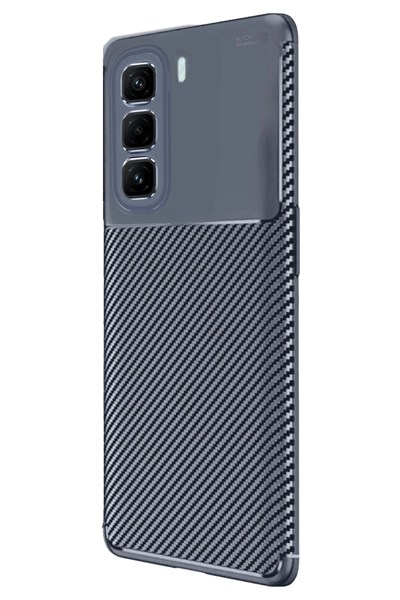 Mey İthalat®  İnfinix Hot 50 4G Kılıf Auto Focus Karbon Kapak - Lacivert