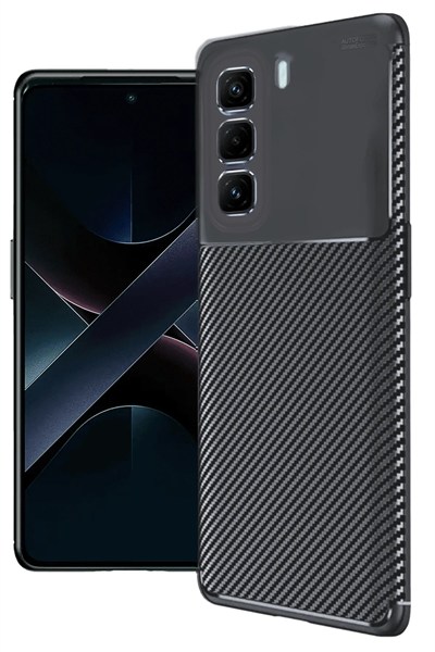 Mey İthalat®  İnfinix Hot 50 4G Kılıf Auto Focus Karbon Kapak - Siyah