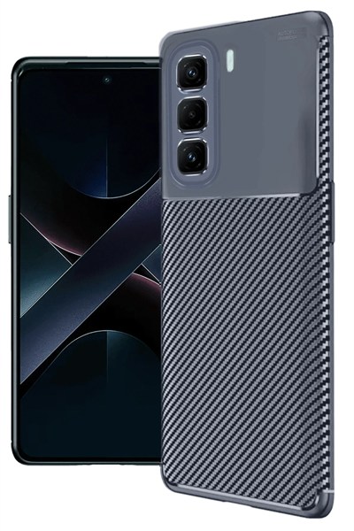 Mey İthalat®  İnfinix Hot 50 4G Kılıf Auto Focus Karbon Kapak - Lacivert