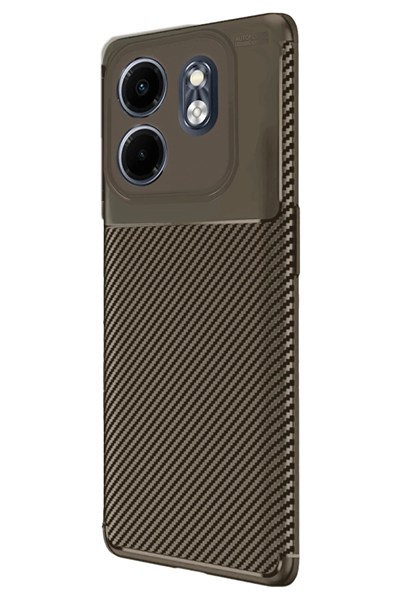 Mey İthalat®  İnfinix Smart 9 Kılıf Auto Focus Karbon Kapak - Kahverengi