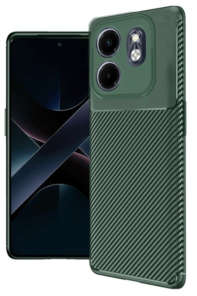 Mey İthalat®  İnfinix Smart 9 Kılıf Auto Focus Karbon Kapak - Koyu Yeşil