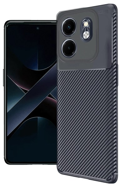 Mey İthalat®  İnfinix Smart 9 Kılıf Auto Focus Karbon Kapak - Lacivert