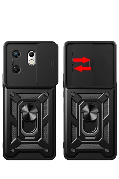 Mey İthalat®  İnfinix Zero 30 4G Kılıf Pars Lens Yüzüklü Silikon - Siyah