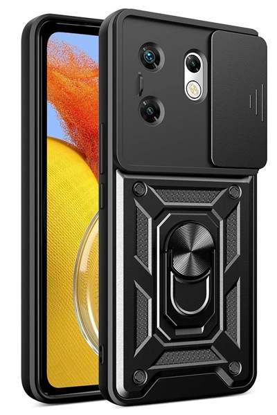 Mey İthalat®  İnfinix Zero 30 4G Kılıf Pars Lens Yüzüklü Silikon - Siyah