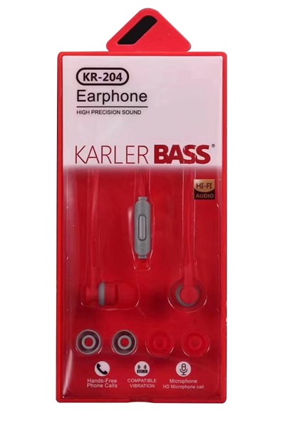 Mey İthalat®  KR-204 Kablolu Kulaklık - Kırmızı