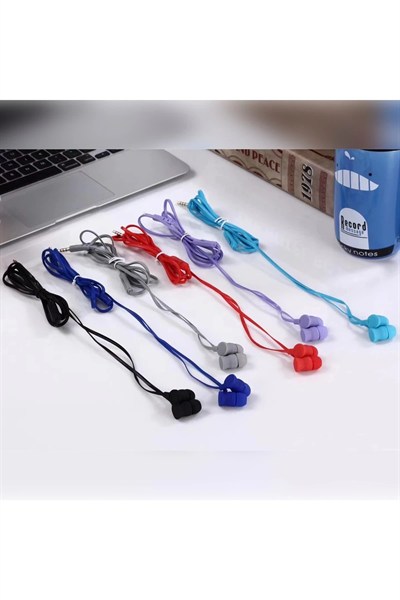 Mey İthalat®  KR-207 Mıknatıslı Kablolu Kulaklık - Mavi