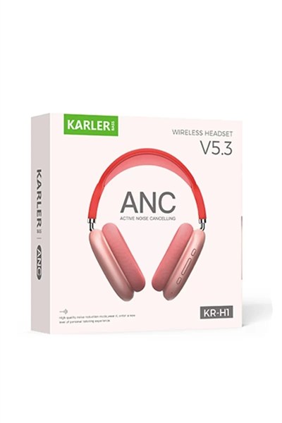 Mey İthalat®  KRH2 Aktif Gürültü Engelleyici Özellikli BT 5.3 Kafaüstü Kablosuz Kulaklık - Pembe