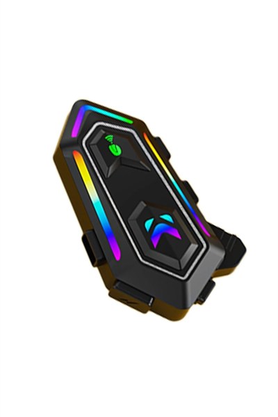 Mey İthalat®  KRM2 RGB Motosiklet Sürücüleri İçin IPX6 Su Geçirmez Özellikli Kablosuz Bluetooth Kulaklık - Siyah