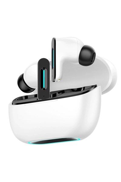 Mey İthalat®  LS-518 Aktif Gürültü Engelleyici Özellikli TWS Airpods Kulaklık - Beyaz-Siyah