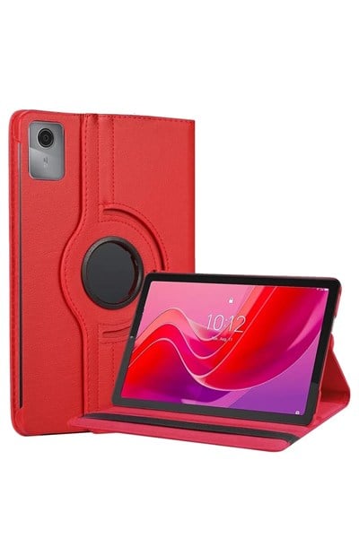 Mey İthalat®  Lenovo Tab M11 TB330FU 360 Tablet Deri Kılıf - Kırmızı