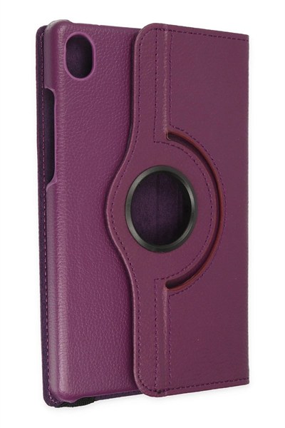 Mey İthalat®  Lenovo Tab M8 Kılıf 360 Tablet Deri Kılıf - Mürdüm