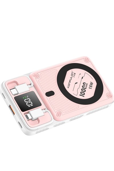 Mey İthalat®  M25W 10.000 mAh 20W PD Magsafe Powerbank - Pembe