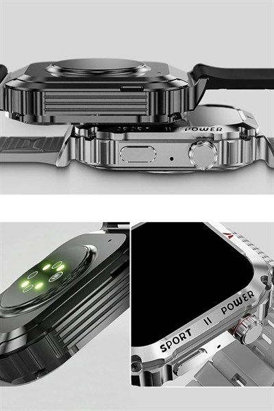 Mey İthalat®  OD3 2.1 inç IPS Ekran IP68 Su Geçirmez Konuşma ve NFC Özellikli Akıllı Saat - Gümüş