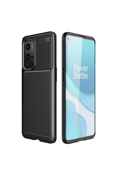 Mey İthalat®  One Plus 9 Pro Kılıf Auto Focus Karbon Kapak - Siyah