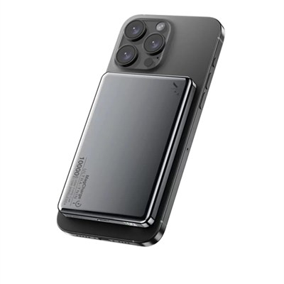 Mey İthalat®  PW560 10.000 mAh Dijital Göstergeli 20W Type-C ve 15W Kablosuz Şarj PD Hızlı Şarj Magsafe Powerbank - Titanyum