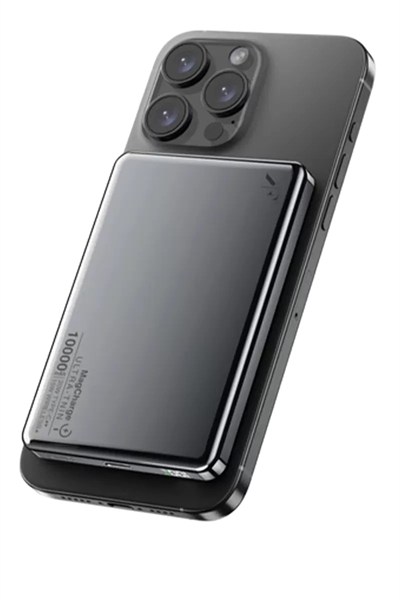 Mey İthalat®  PW560 10.000 mAh Dijital Göstergeli 20W Type-C ve 15W Kablosuz Şarj PD Hızlı Şarj Magsafe Powerbank - Titanyum