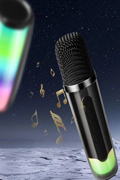 Mey İthalat®  Pluse 7 Mikrofonlu RGB Kablosuz Hoparlör - Beyaz