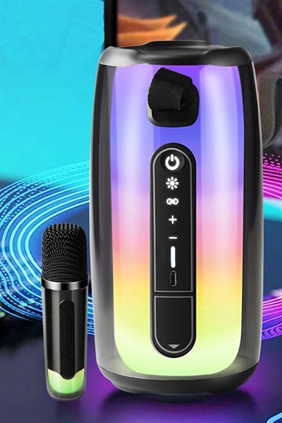 Mey İthalat®  Pluse 7 Mikrofonlu RGB Kablosuz Hoparlör - Beyaz