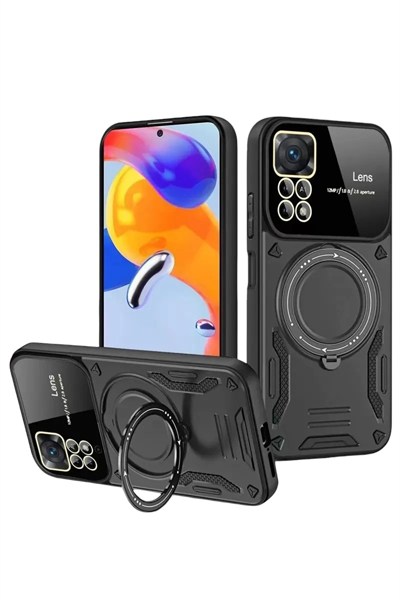 Mey İthalat®  Realme 11 Pro Plus Joy Lens Standlı Kapak - Siyah