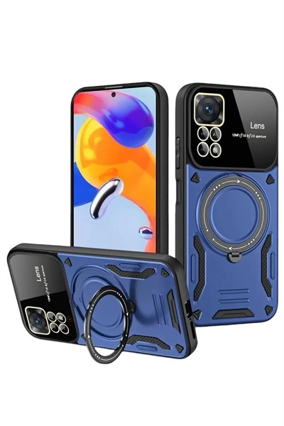 Mey İthalat®  Realme 11 Pro Plus Joy Lens Standlı Kapak - Lacivert