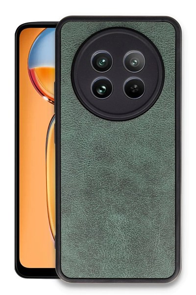 Mey İthalat®  Realme 12 5G Kılıf Aras Deri Kapak - Koyu Yeşil