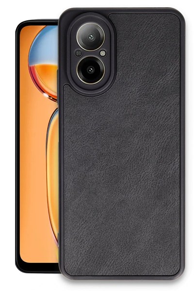 Mey İthalat®  Realme 12 Lite Kılıf Aras Deri Kapak - Siyah