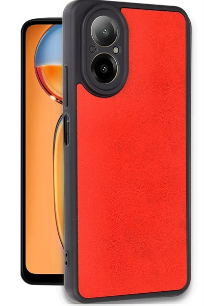 Mey İthalat®  Realme 12 Lite Kılıf Aras Deri Kapak - Kırmızı