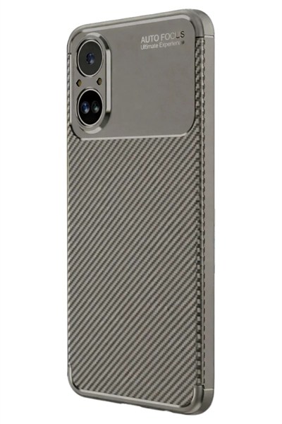 Mey İthalat®  Realme 12 Lite Kılıf Auto Focus Karbon Kapak - Gri