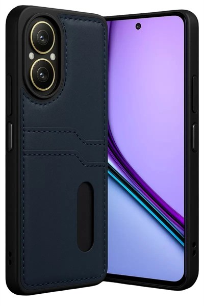 Mey İthalat®  Realme 12 Lite Kılıf Sara Kartvizitli Deri Kılıf - Lacivert