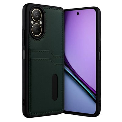 Mey İthalat®  Realme 12 Lite Kılıf Sara Kartvizitli Deri Kılıf - Koyu Yeşil