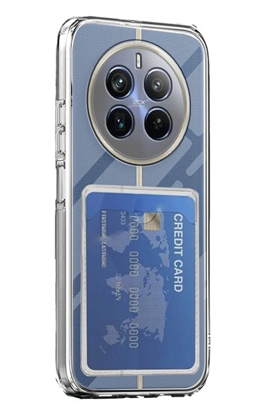 Mey İthalat®  Realme 12 Pro Kılıf Kart Şeffaf Silikon - Şeffaf