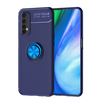 Mey İthalat®  Realme 7 Kılıf Range Yüzüklü Silikon - Mavi