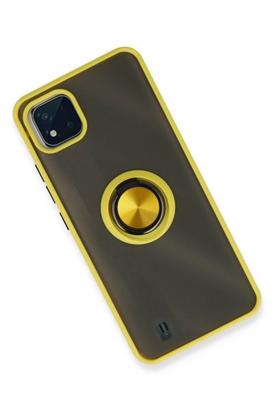 Mey İthalat®  Realme C11 2021 Kılıf Montreal Yüzüklü Silikon Kapak - Sarı