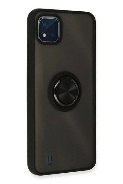 Mey İthalat®  Realme C11 2021 Kılıf Montreal Yüzüklü Silikon Kapak - Siyah
