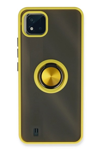 Mey İthalat®  Realme C11 2021 Kılıf Montreal Yüzüklü Silikon Kapak - Sarı