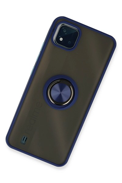 Mey İthalat®  Realme C11 2021 Kılıf Montreal Yüzüklü Silikon Kapak - Lacivert