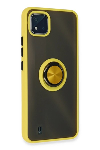 Mey İthalat®  Realme C11 2021 Kılıf Montreal Yüzüklü Silikon Kapak - Sarı