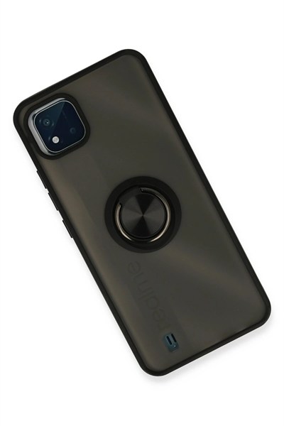 Mey İthalat®  Realme C11 2021 Kılıf Montreal Yüzüklü Silikon Kapak - Siyah