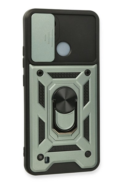 Mey İthalat®  Realme C11 2021 Kılıf Pars Lens Yüzüklü Silikon - Yeşil