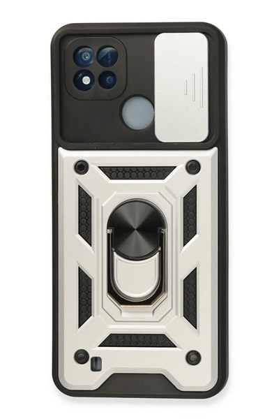 Mey İthalat®  Realme C11 2021 Kılıf Pars Lens Yüzüklü Silikon - Gümüş